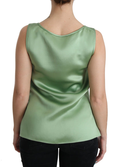 Dolce &amp; Gabbana Elegant Silketop Ærmeløs i Lys Mintgrøn