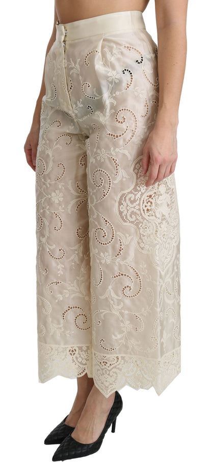 Dolce &amp; Gabbana Elegante Højtaljede Palazzo Cropped Bukser
