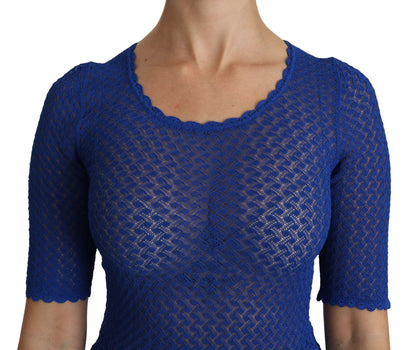 Dolce &amp; Gabbana Elegant Blå Transparent Bluse