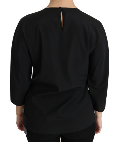 Dolce &amp; Gabbana Elegant Sort Silke Stretch Broderet Top