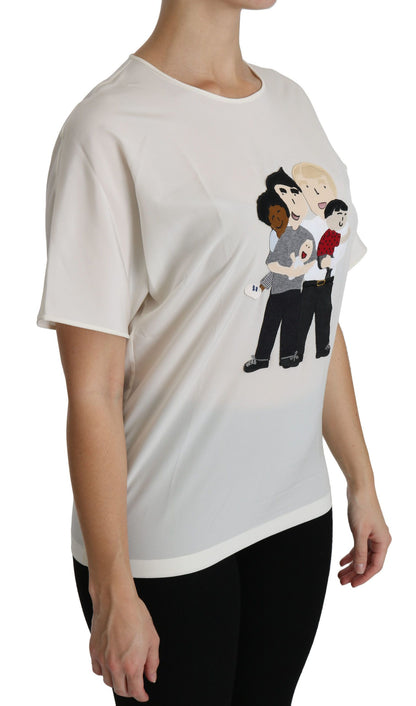 Dolce &amp; Gabbana Elegant Silkeblanding Top Med Rund Hals
