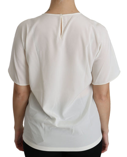 Dolce &amp; Gabbana Elegant Silkeblanding Top Med Rund Hals