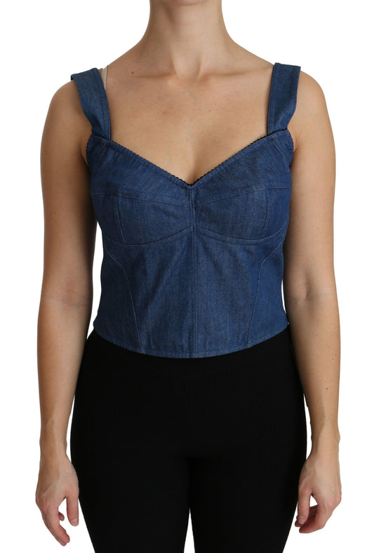 Dolce &amp; Gabbana Elegant Ærmeløs Bustier Top i Blå