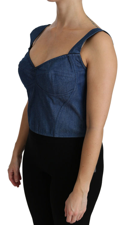 Dolce &amp; Gabbana Elegant Ærmeløs Bustier Top i Blå