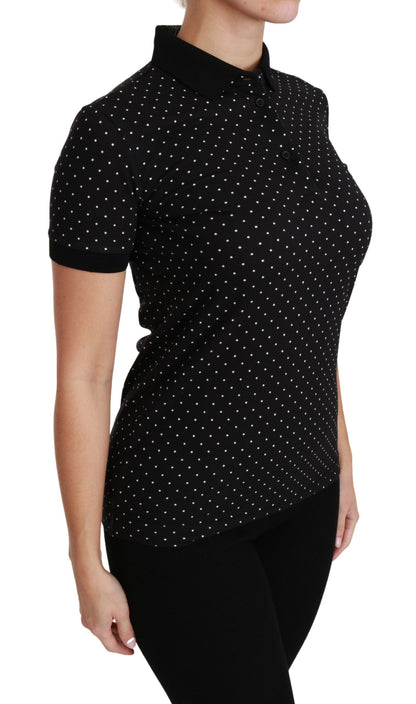 Dolce &amp; Gabbana Elegant Sort Prikket Poloshirt
