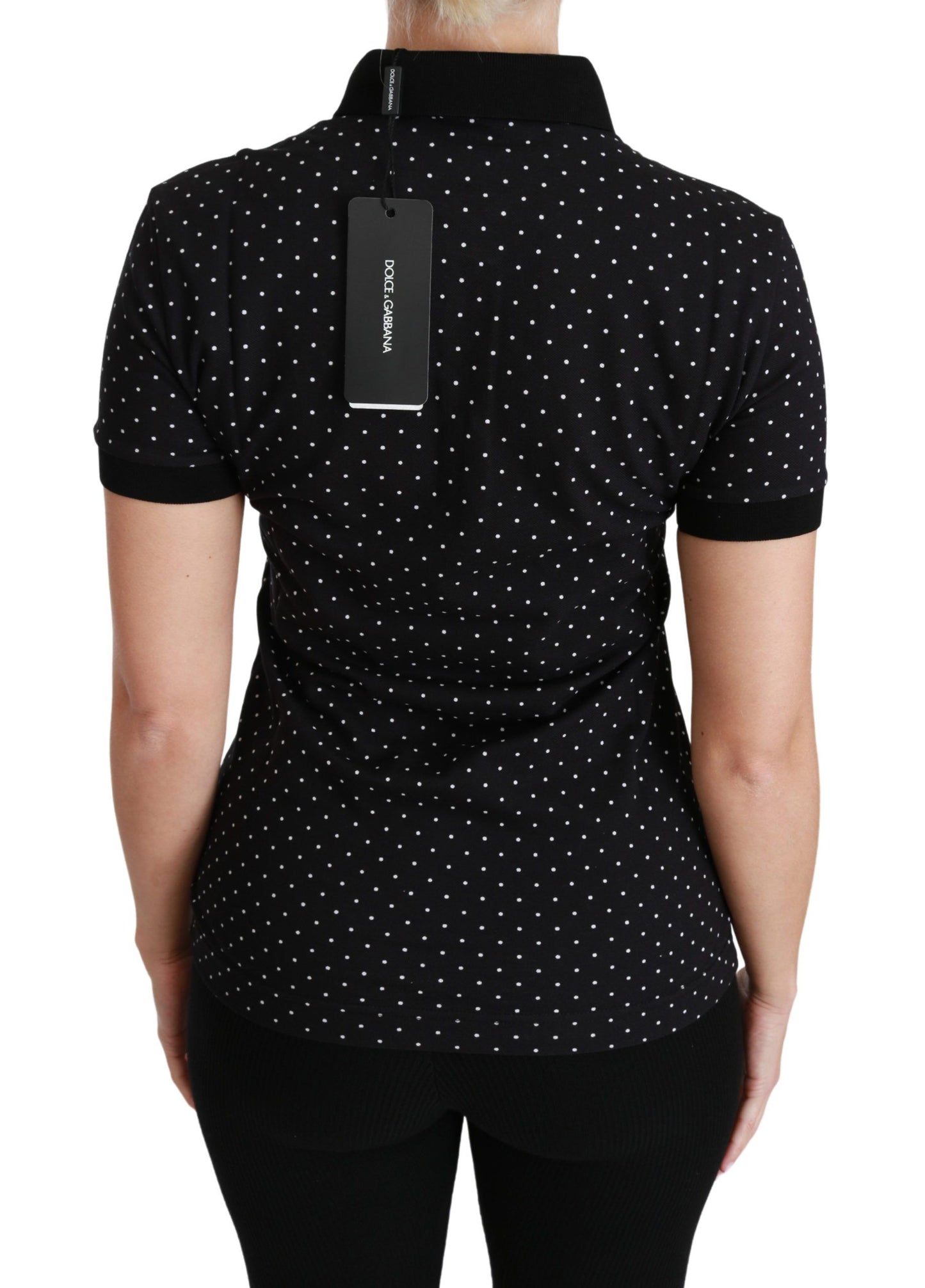 Dolce &amp; Gabbana Elegant Sort Prikket Poloshirt