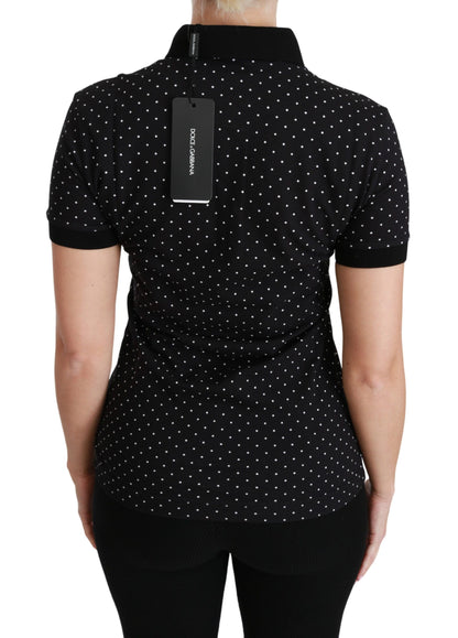 Dolce &amp; Gabbana Elegant Sort Prikket Poloshirt