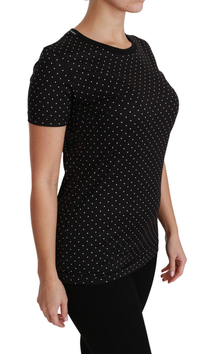 Dolce &amp; Gabbana Chic sort prikket rund hals bomuldstrøe