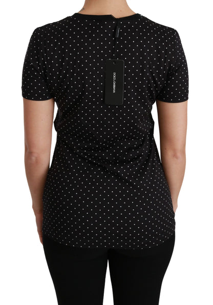 Dolce &amp; Gabbana Chic sort prikket rund hals bomuldstrøe