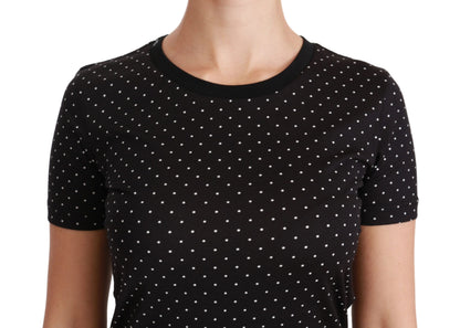 Dolce &amp; Gabbana Chic sort prikket rund hals bomuldstrøe