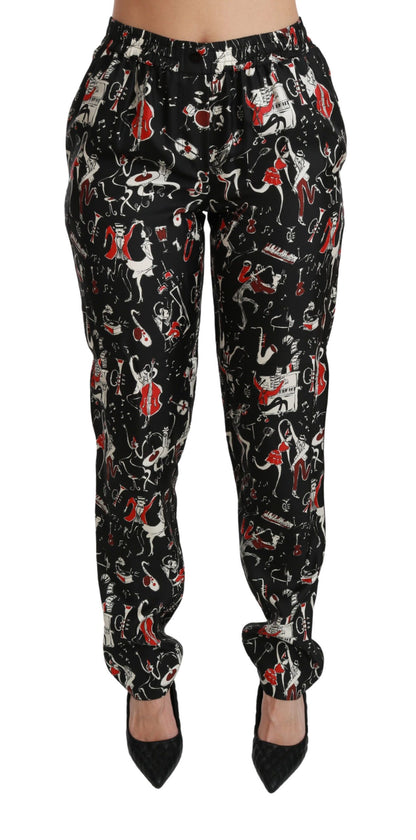 Dolce &amp; Gabbana Sleek Silk Slim-Fit Mid-Waist Bukser