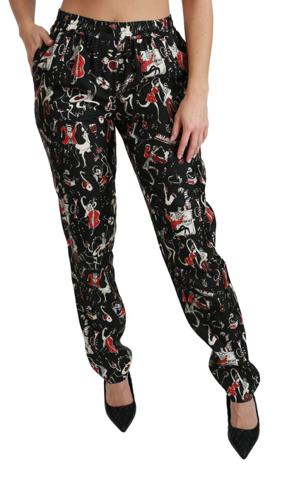 Dolce &amp; Gabbana Sleek Silk Slim-Fit Mid-Waist Bukser