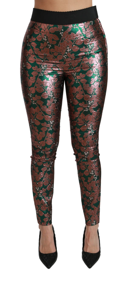 Dolce &amp; Gabbana Elegante Bronze Leaf Metallic Bukser