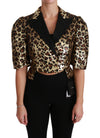 Dolce & Gabbana Guld Leopard Print Kortærmet Blazer