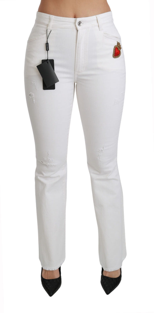 Dolce &amp; Gabbana Chic Flared Mid Waist Broderet Bukser