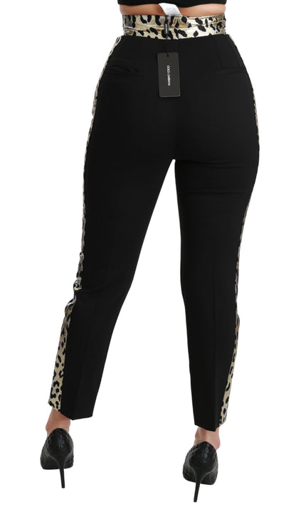 Dolce &amp; Gabbana Guld Leopard Jacquard Højtaljede Bukser