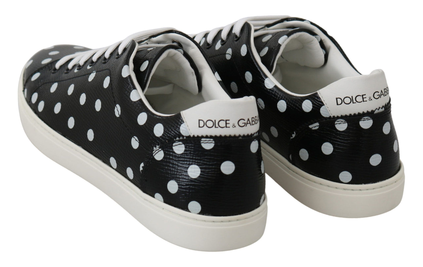 Dolce &amp; Gabbana sorte polkaprikkede lædersneakers