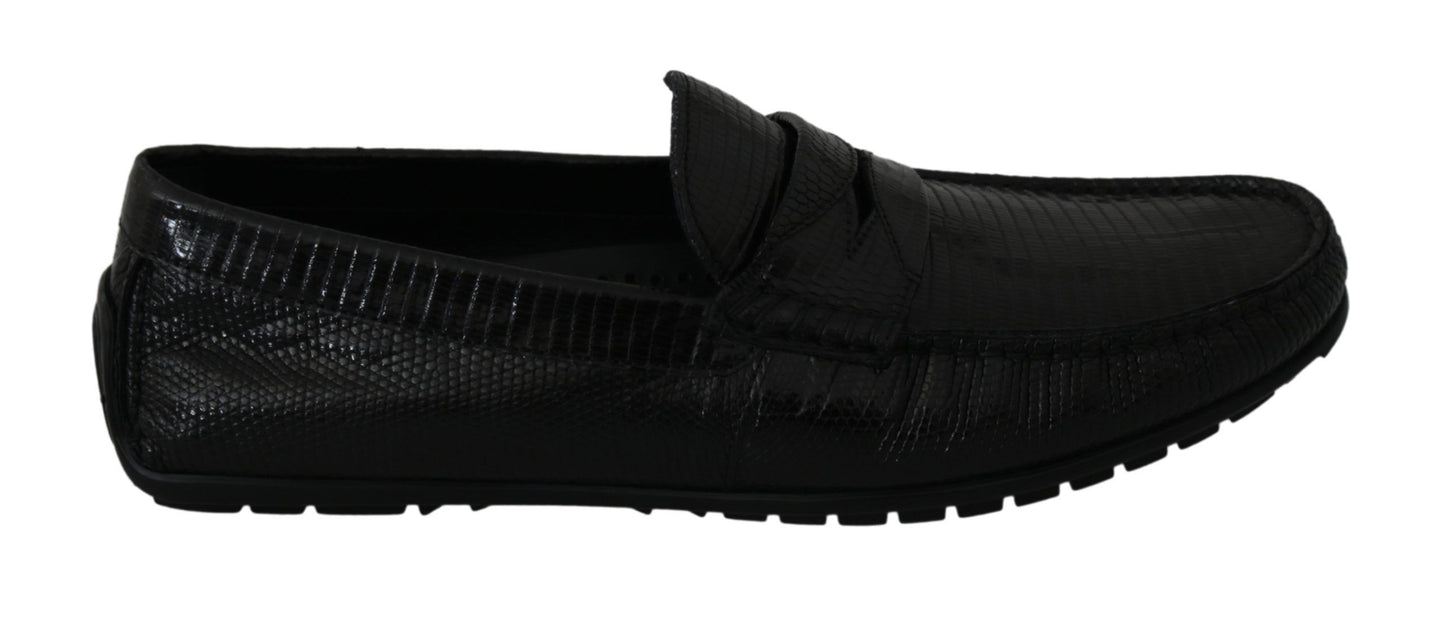 Dolce &amp; Gabbana Udsøgte Black Lizard Læder Loafers