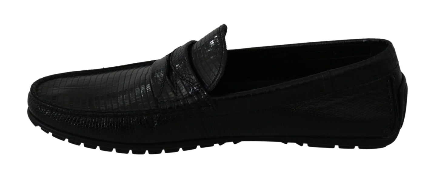 Dolce &amp; Gabbana Udsøgte Black Lizard Læder Loafers