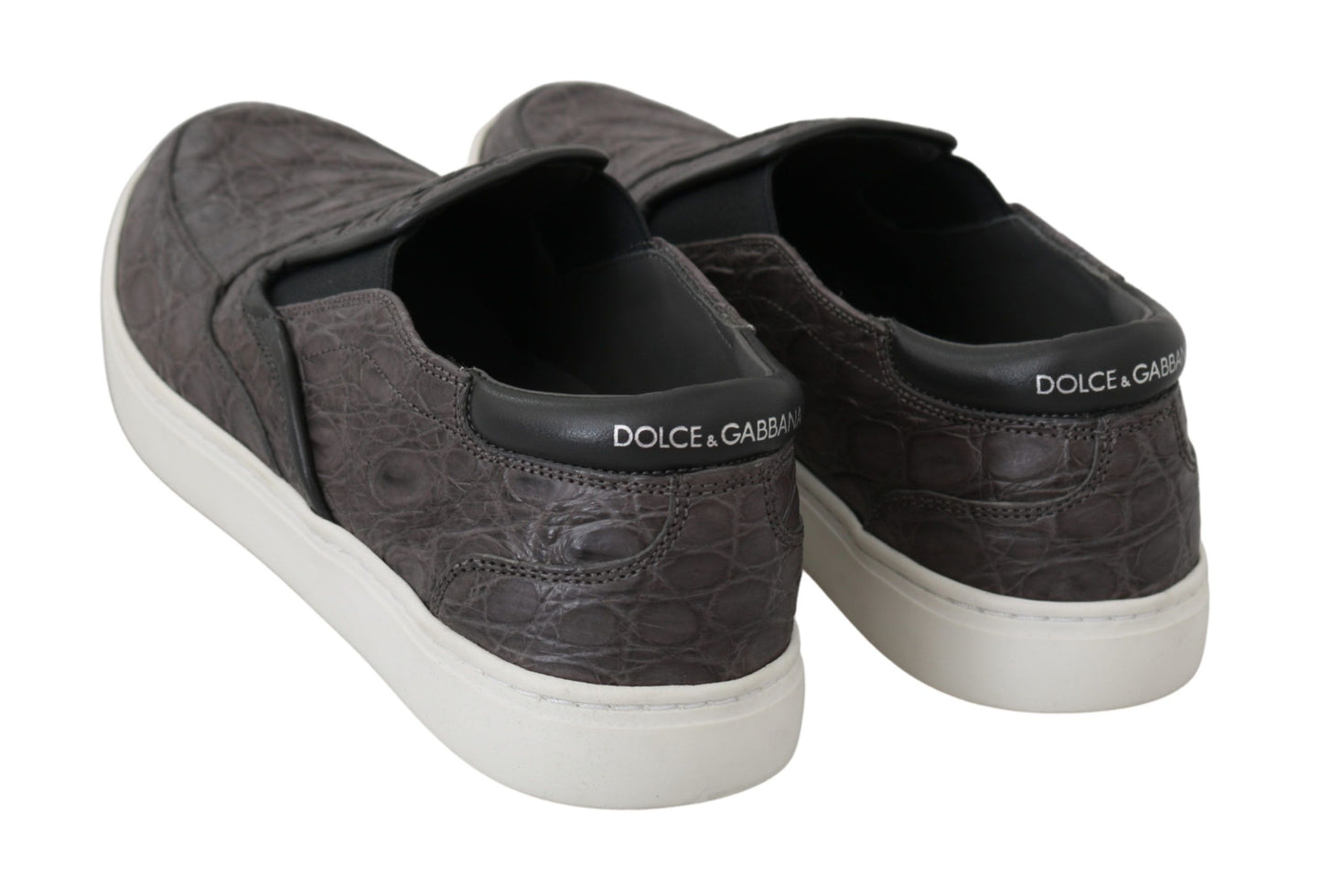 Dolce &amp; Gabbana Elegant Grå Caiman Læder Loafers