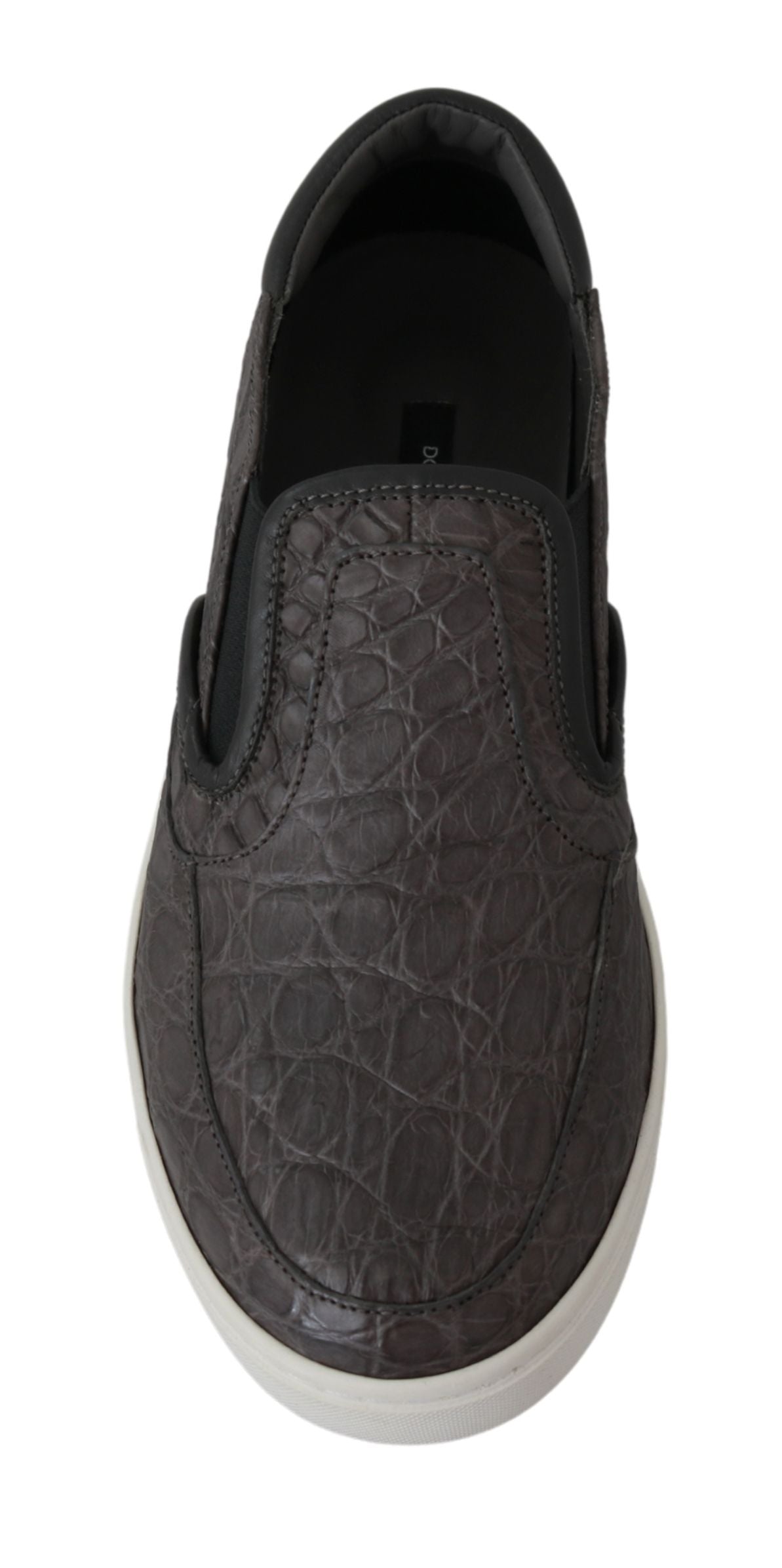 Dolce &amp; Gabbana Elegant Grå Caiman Læder Loafers