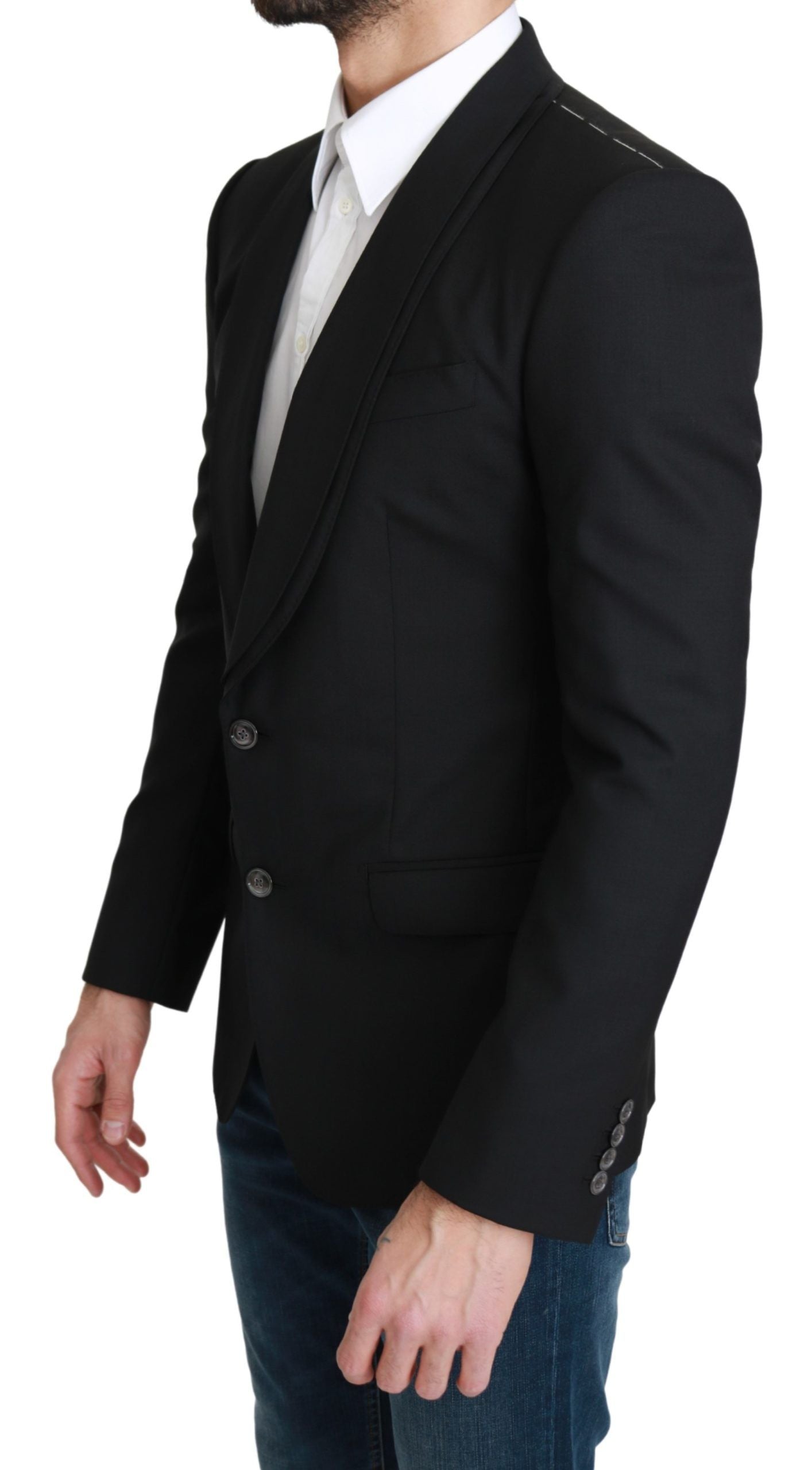 Dolce &amp; Gabbana Elegant Black Virgin Wool Formel Blazer