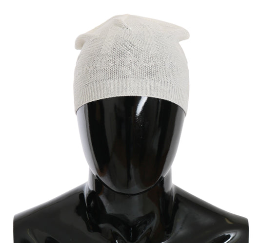 Costume National Elegant White Wool Blend Beanie Hat