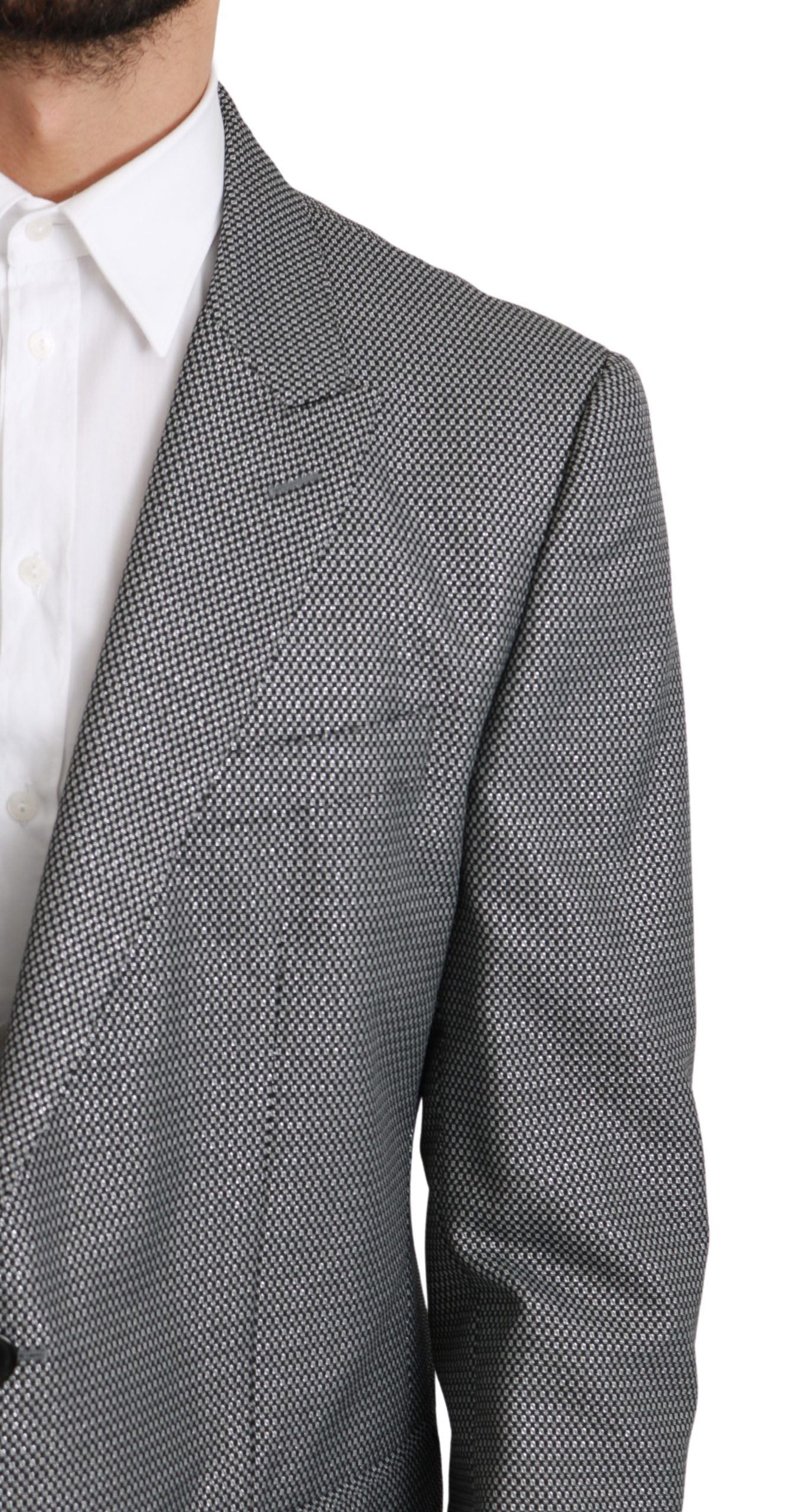 Dolce &amp; Gabbana Elegant Grey Fantasy Pattern Slim Fit Blazer