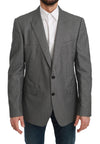 Dolce & Gabbana Elegant Grey Fantasy Pattern Slim Fit Blazer