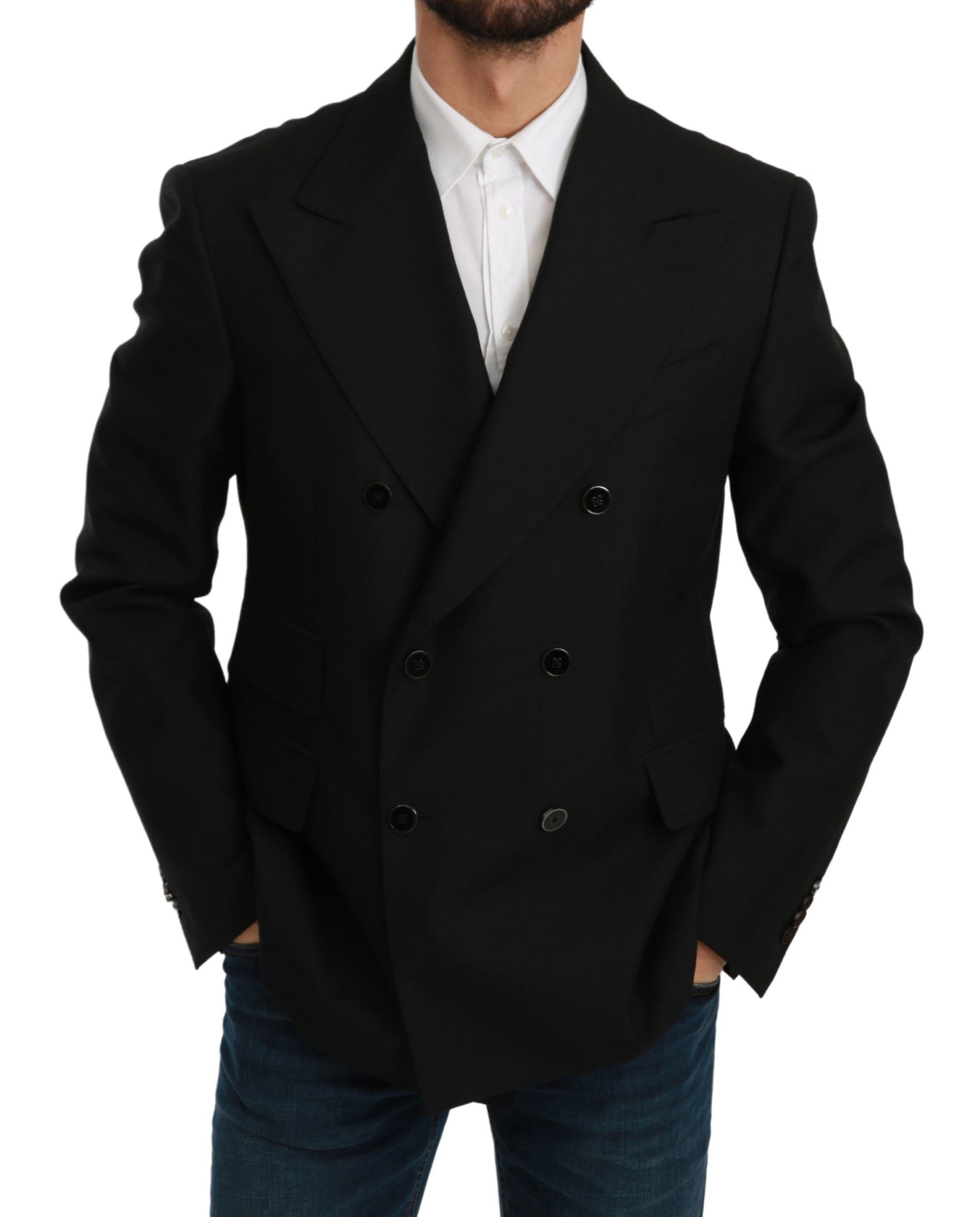 Dolce &amp; Gabbana Elegant Black Slim Fit Formel Blazer