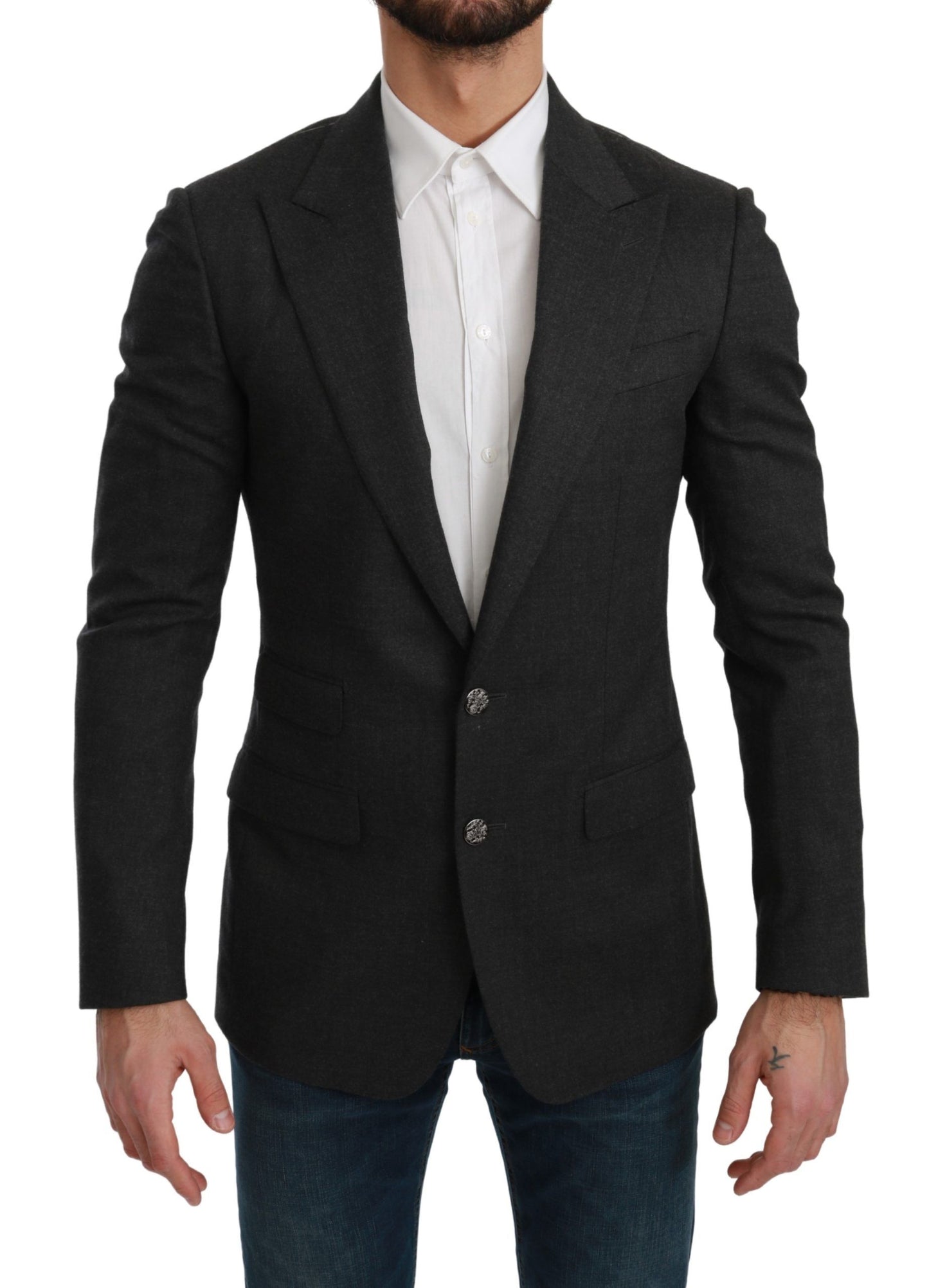 Dolce &amp; Gabbana Elegant Grey Slim Fit Formel Blazer