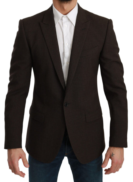 Dolce &amp; Gabbana Elegant Brun Virgin Wool Martini Blazer