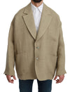 Dolce & Gabbana Chic Beige Jute enkeltradet blazer