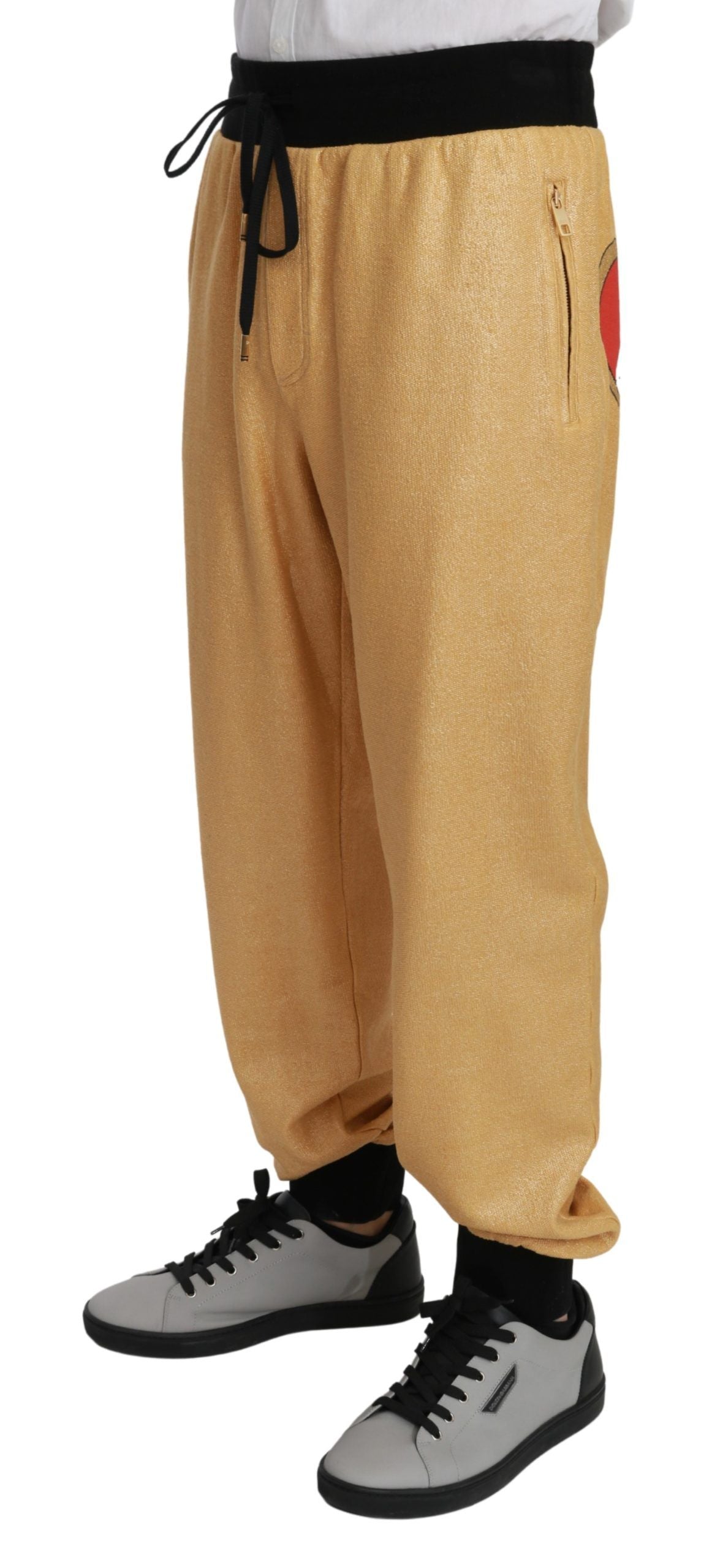 Dolce &amp; Gabbana Elegant Gold Motiv Sweatpants