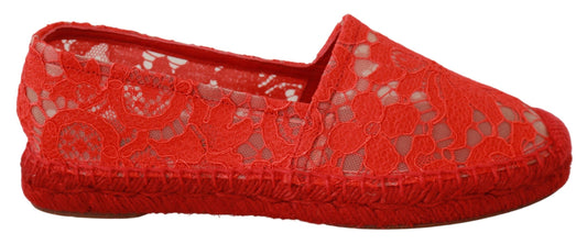 Dolce &amp; Gabbana Red Viscose Espadrilles Flade Sko