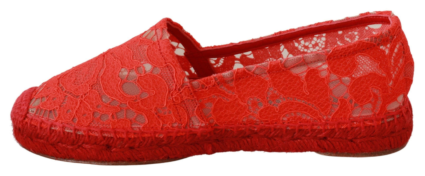 Dolce &amp; Gabbana Red Viscose Espadrilles Flade Sko