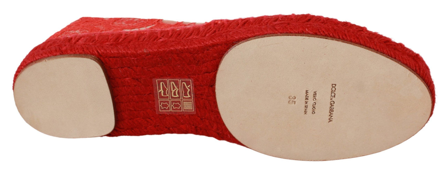 Dolce &amp; Gabbana Red Viscose Espadrilles Flade Sko