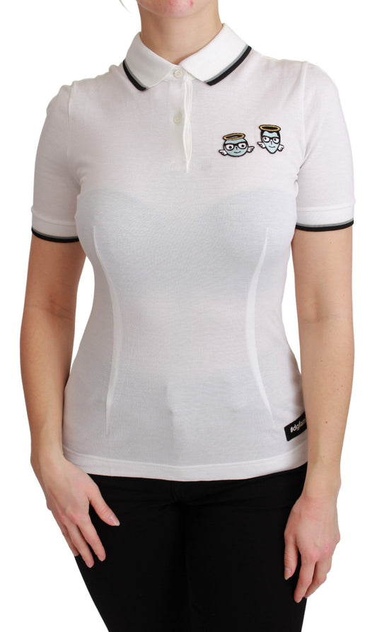 Dolce &amp; Gabbana Chic Polo T-shirt med engelbroderi