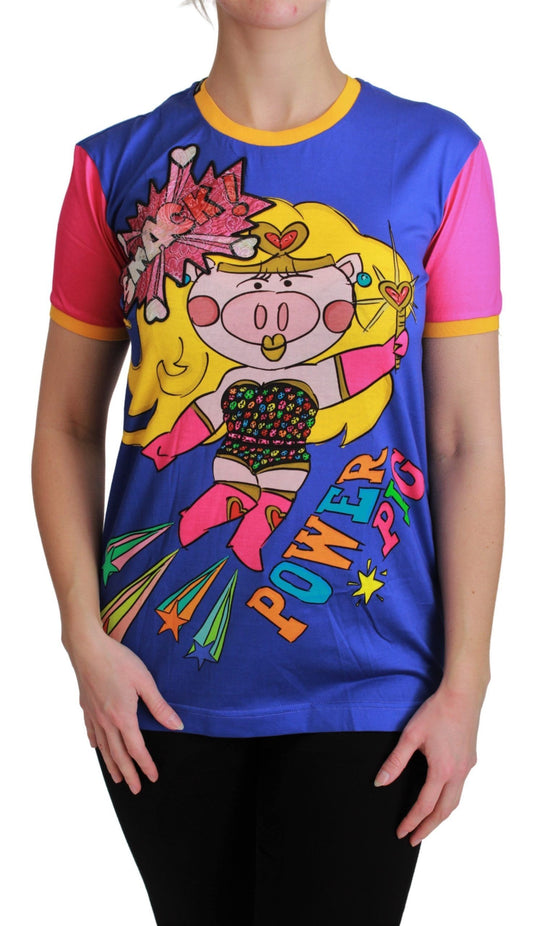 Dolce &amp; Gabbana Chic rundhalset bomuldstrøe med Supergirl-motiv