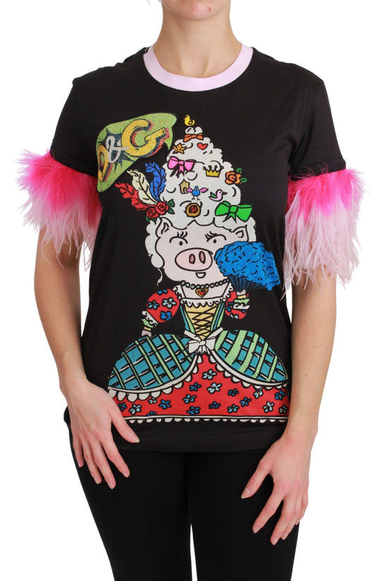 Dolce &amp; Gabbana Chic Crewneck T-shirt med motiv fra Grisens År