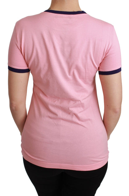 Dolce &amp; Gabbana Pink Crewneck T-shirt med "Årets Gris"-motiv
