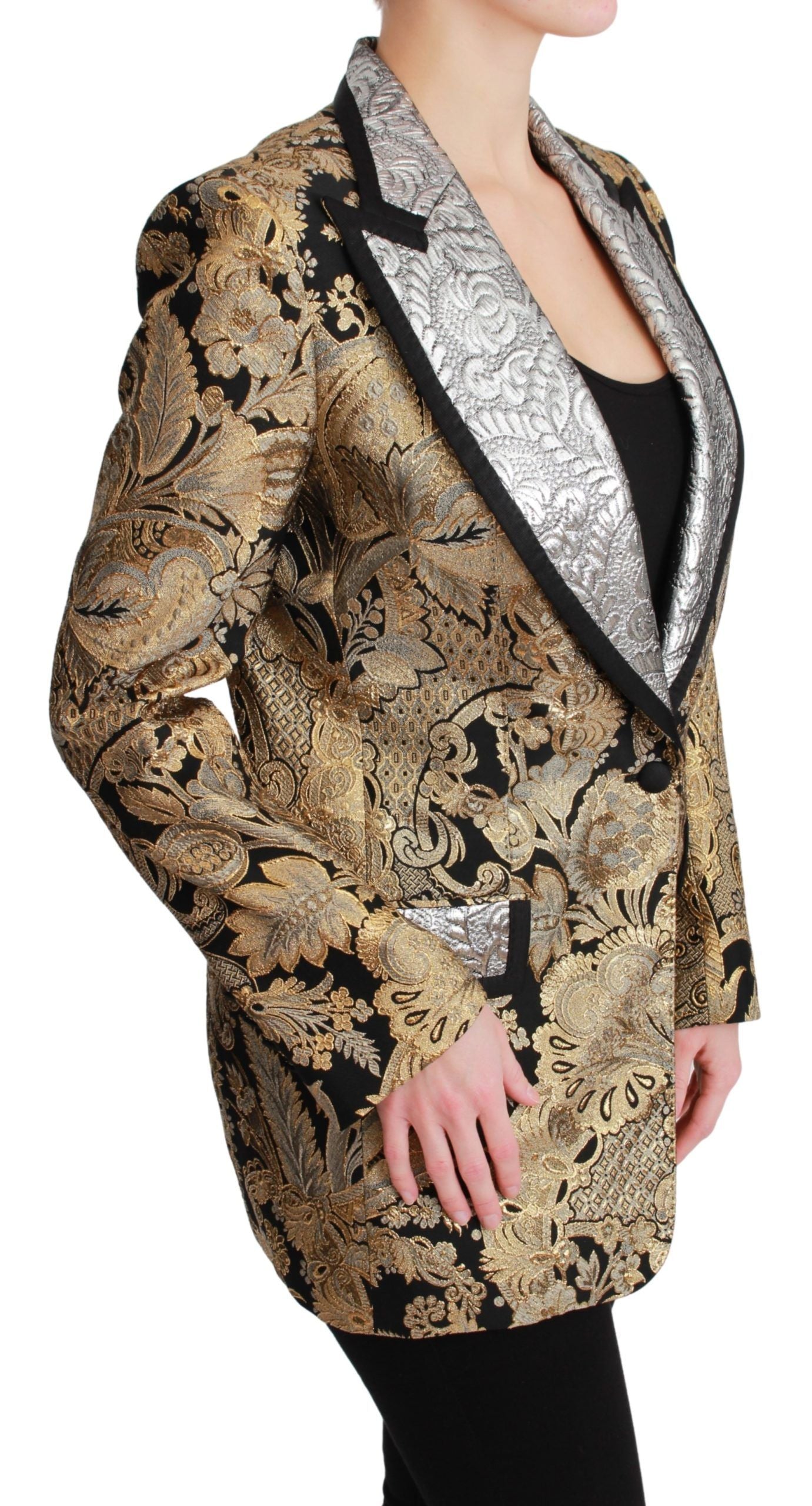 Dolce &amp; Gabbana Elegant Guld Floral Jacquard Blazer