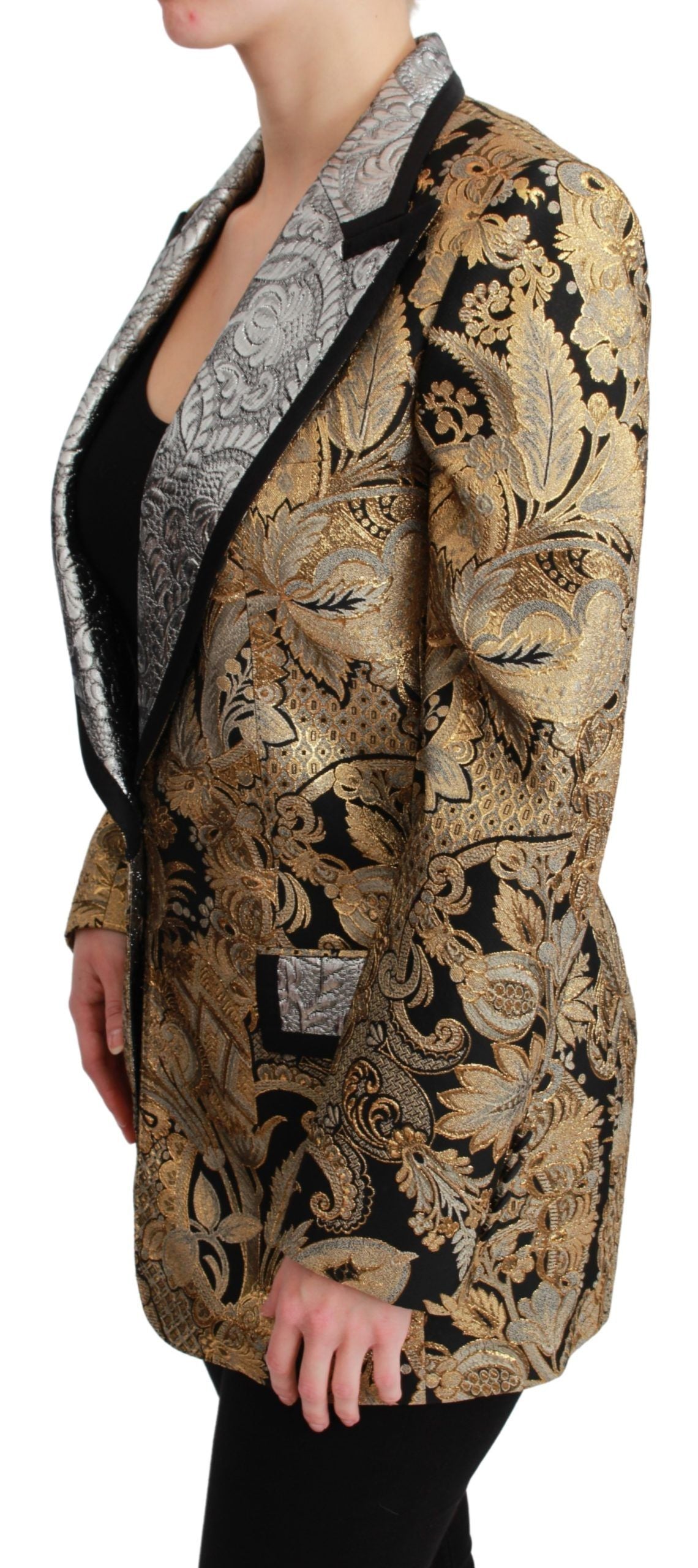 Dolce &amp; Gabbana Elegant Guld Floral Jacquard Blazer