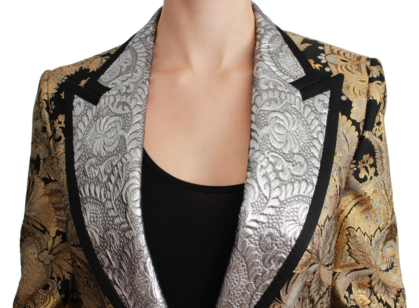 Dolce &amp; Gabbana Elegant Guld Floral Jacquard Blazer