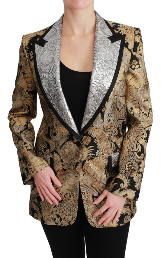 Dolce &amp; Gabbana Elegant Guld Floral Jacquard Blazer