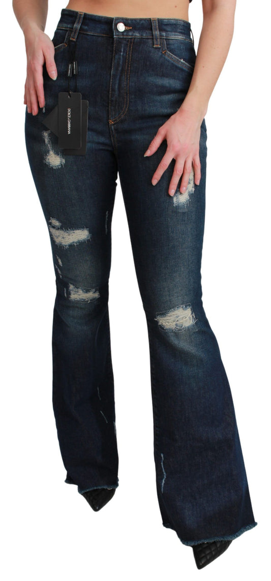 Dolce &amp; Gabbana Chic Højtaljet Flare Denim Queen Broderi