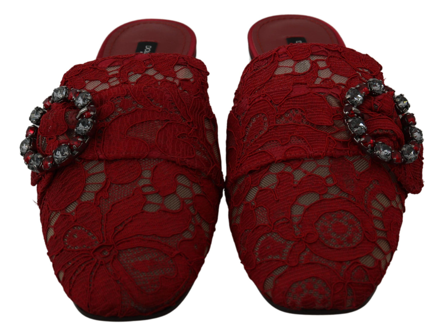 Dolce &amp; Gabbana Radiant Red Slide Flats med krystaludsmykning