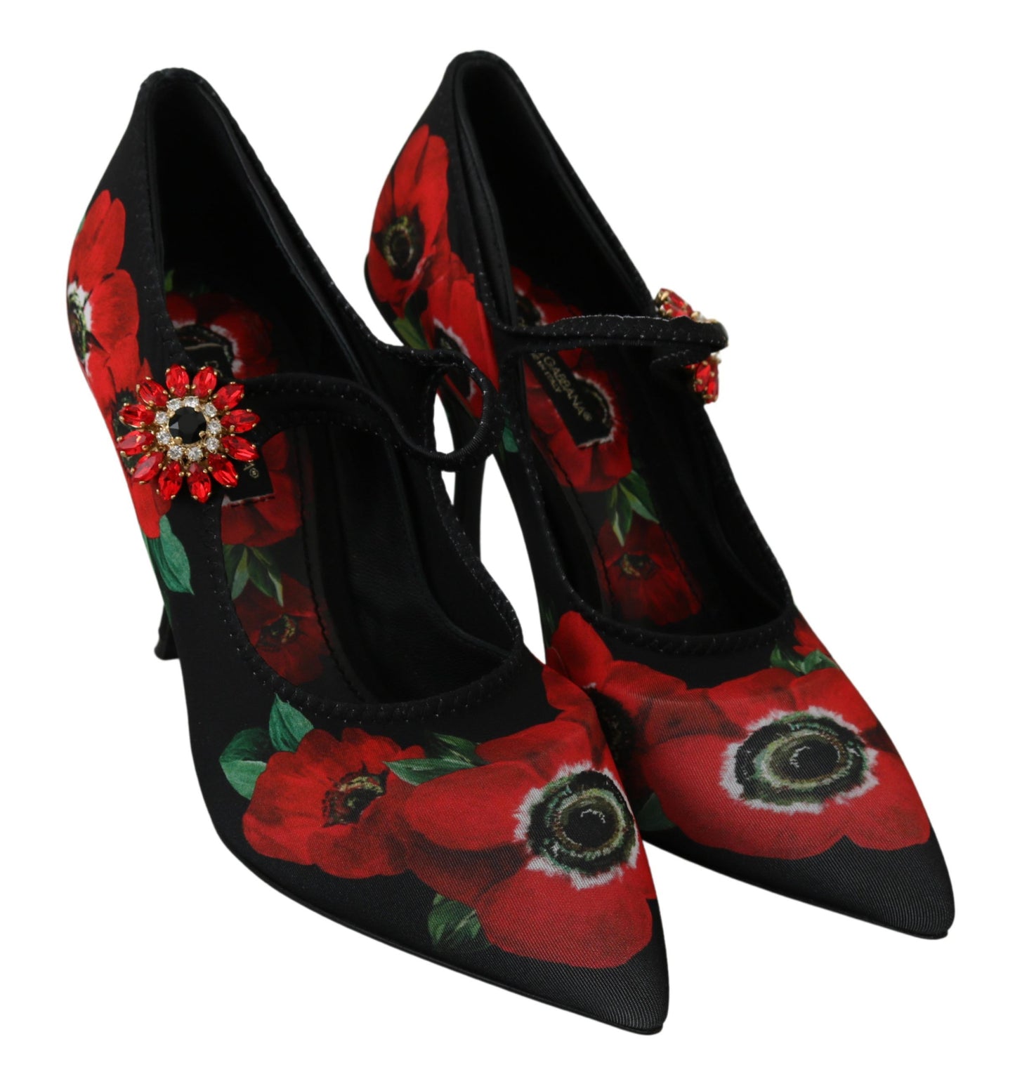 Dolce &amp; Gabbana Floral Mary Janes Pumps med krystaldetaljer