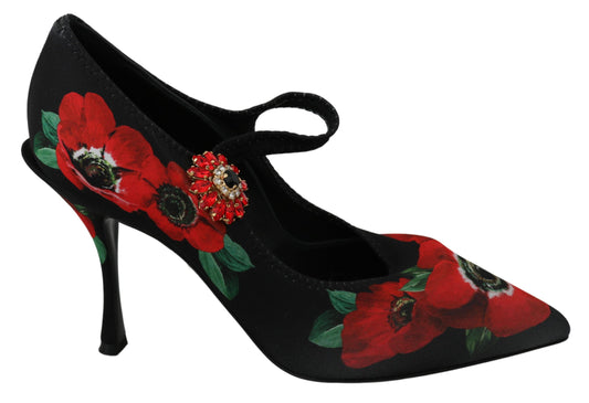 Dolce &amp; Gabbana Floral Mary Janes Pumps med krystaldetaljer