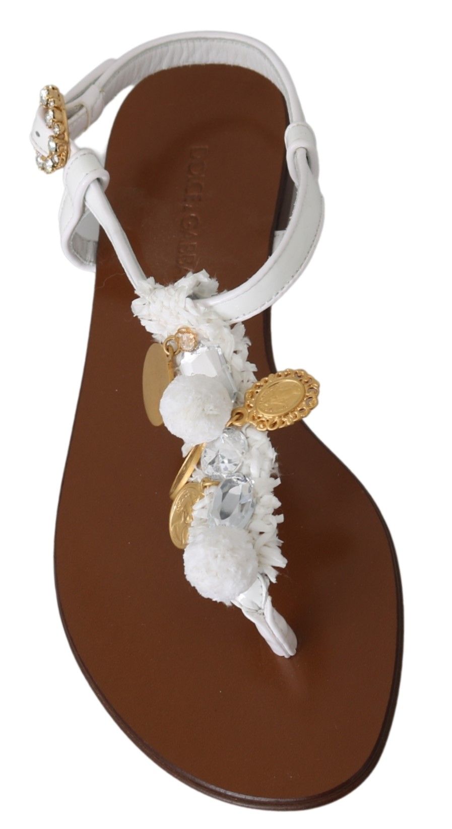 Dolce &amp; Gabbana Pom Pom Flip Flop Ankelrem Flats